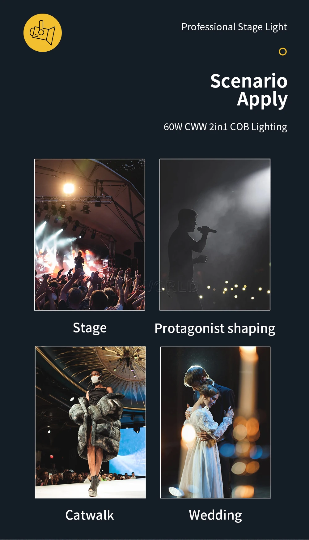 Description Picture 6 of item60W 2IN1 COB Portable LED Video Light Bi-Color Photographic Studio Light Lighting Effects for Live Stage Video Livestreaming