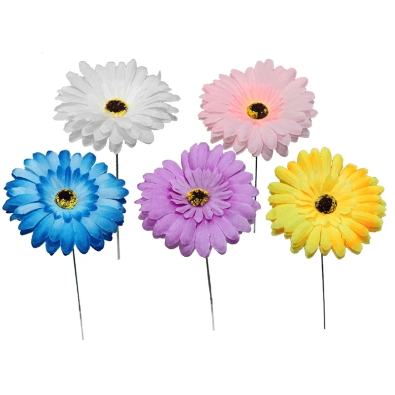 

X6HD 5pcs Simulation Africa Chrysanthemum Garden Stake Metal Ornaments
