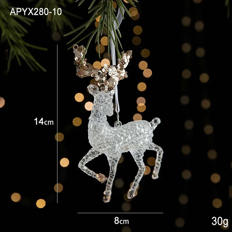 thumbnail image 1 of 2024 Nuevos adornos navideños Colgante de acrílico con lentejuelas Colgante de copo de nieve transparente Accesorios de arreglo de escena de árbol de Navidad, 1 of 5