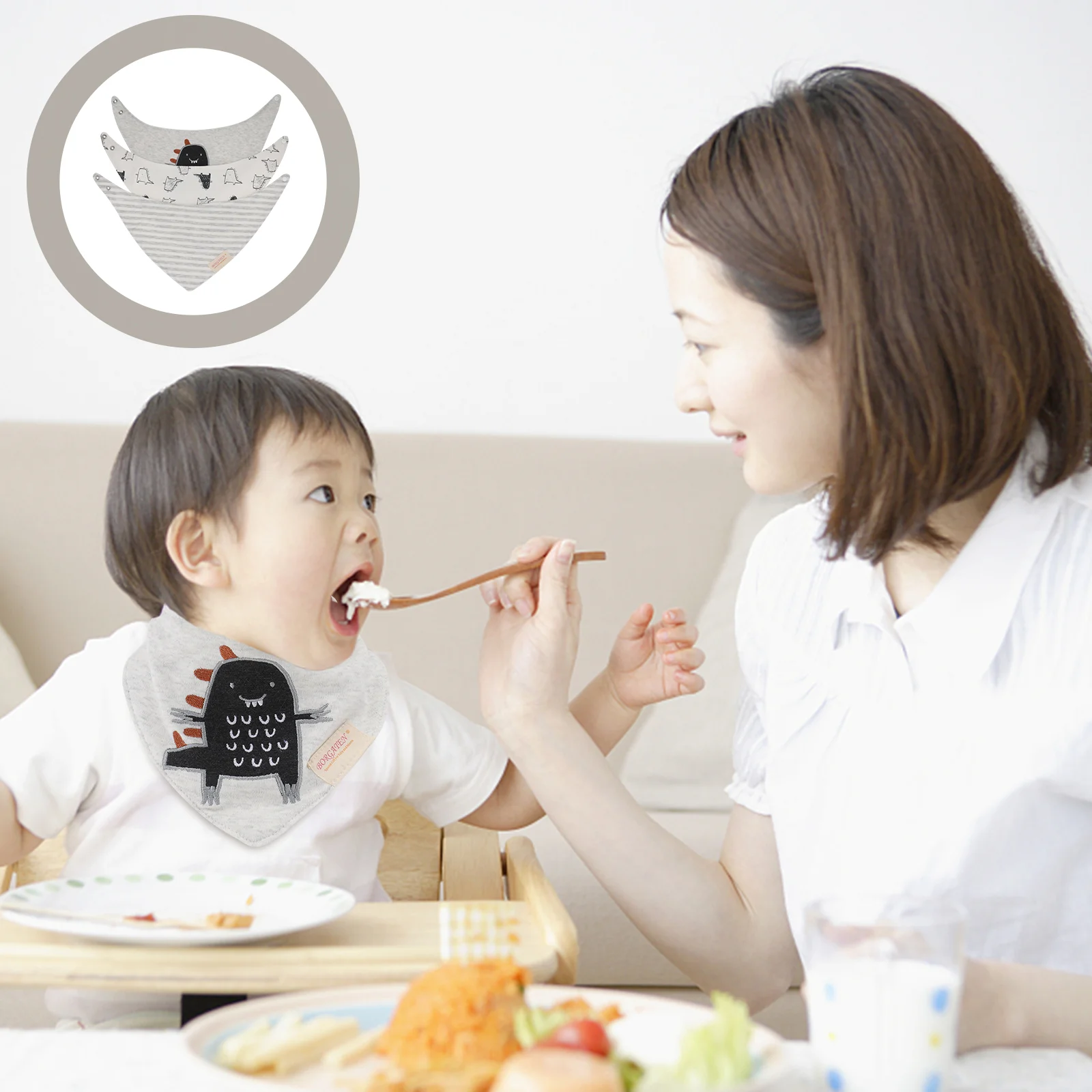 3 Pcs Baby Triangle Scarf Cotton Bib Bibs Infant Waterproof Eating Pure (above 95%) Supply Saliva Towel Newborn