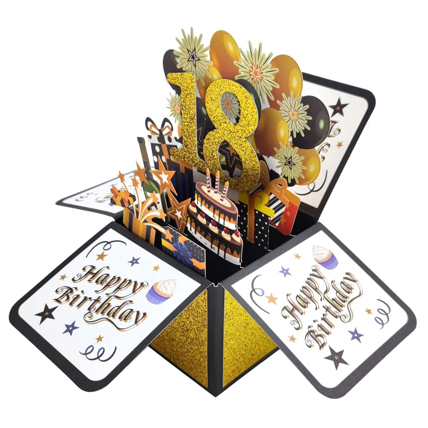 Happy Birthday Card 3D PopUp Greeting Cards Gift for Business Kids Wife Husband Birthday Gift Festive Party Supplies Cards