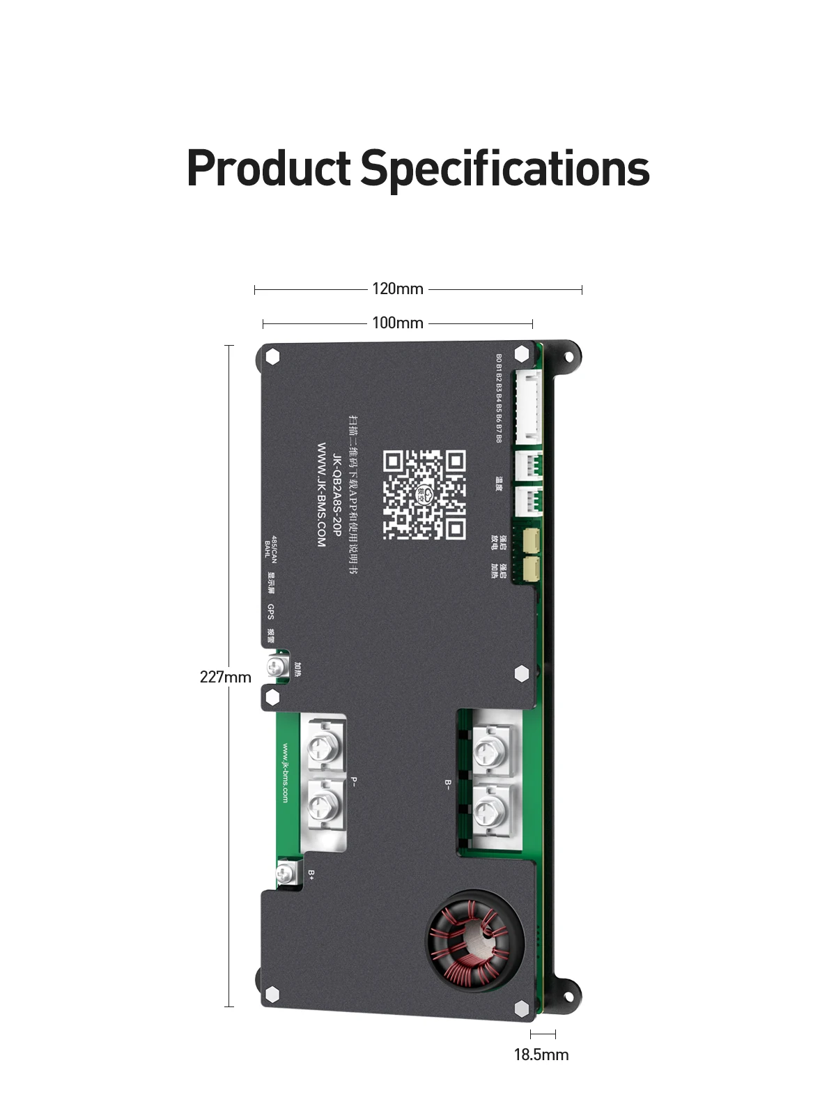 Smart Active Truck BMS 4S 6S 7S 8S 12V 24V 200A Active Balance 2A and Bluetooth