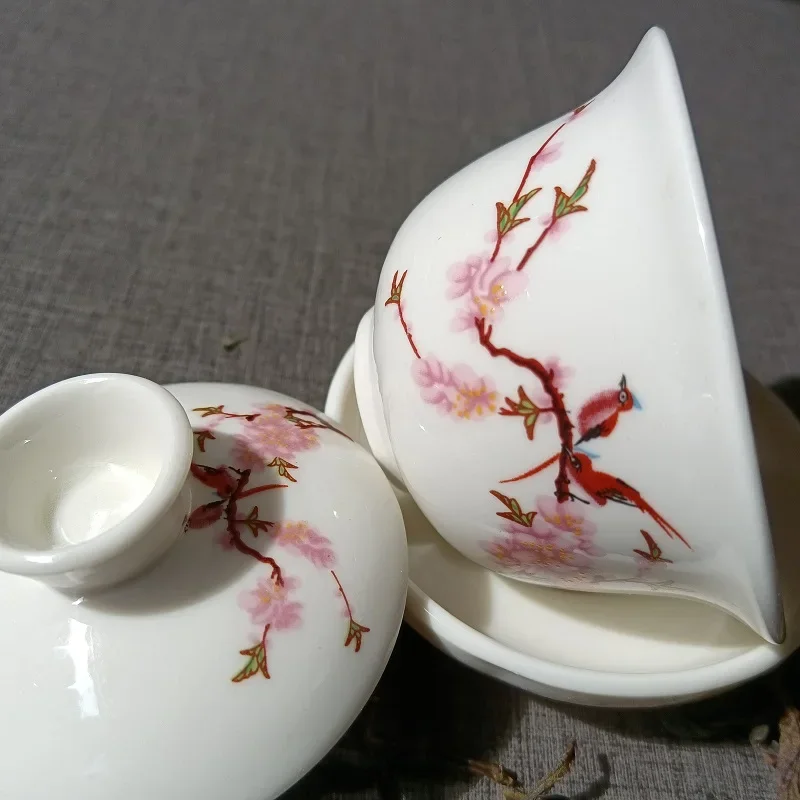Chinese Traditional Gai Wan Tea Set Bone China Tea Sets Dehua Gaiwan Porcelain Pot Set For Travel Beautiful And Easy Kettle