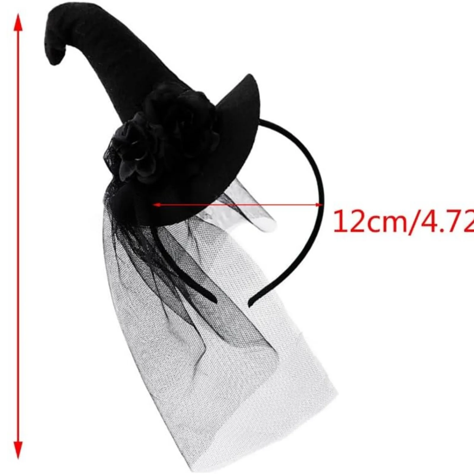 1PC Gothic Halloween Live Broadcast Hairband Women Photoshoots Hairband Witch Hat&Black Yarn Veil Headbands Black Color