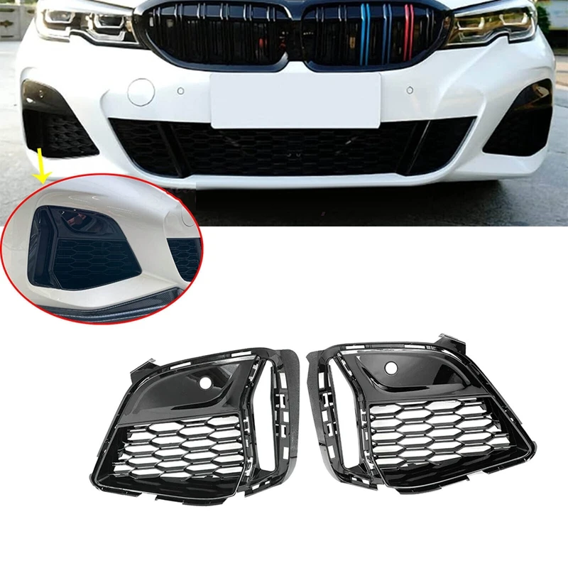 

1Pair Front Fog Lamp Grille Trim Cover For BMW 3 Series G20 G21 G28 M340I 2019-2022 51118075649 51118075650