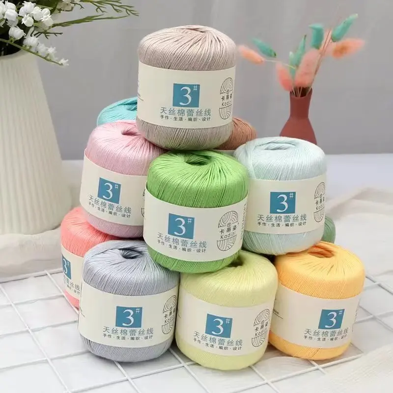 40g Mercerized Lace Cotton Yarn Soft Silk Hand Knitting Crochet Thin Lace Yarn for Shawl Sweater Glove Knitted Handicrafts 6