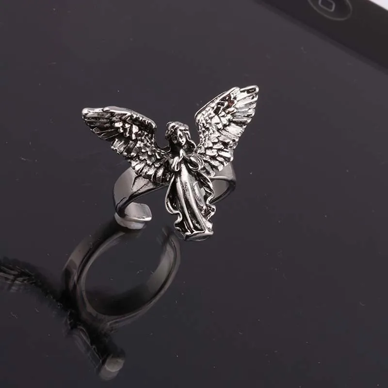 Angel Ring-sterling Silver Adjustable Angel Wings Ring-angel 