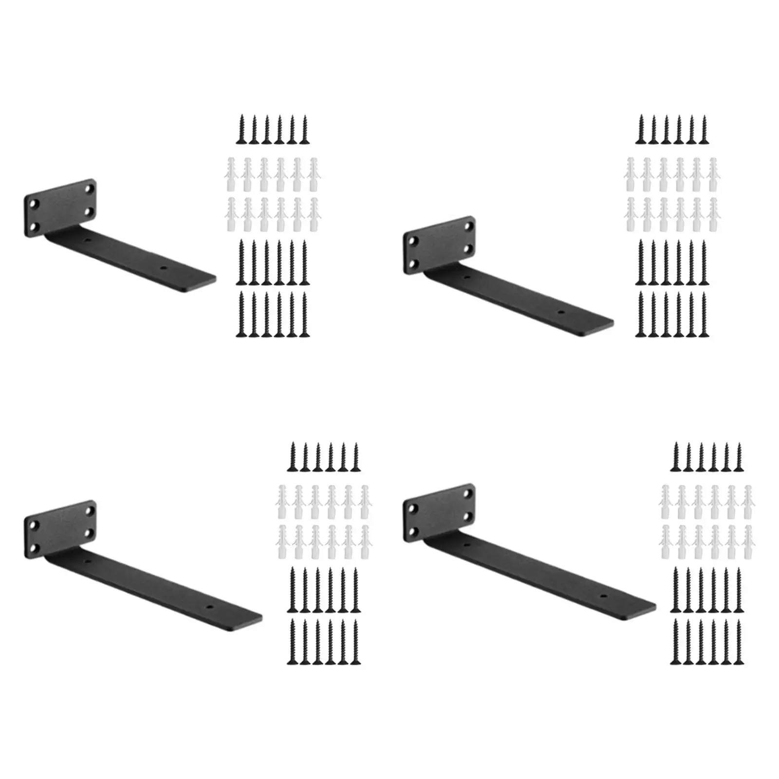 

2 Pieces Black L Floating Shelf Brackets Aluminum Hardware for Family Room