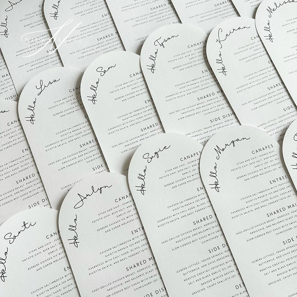 

Custom Arch Menus, Minimal Wedding Menu with Guest Names Print, Modern Arch Menu Cards, Simple Wedding Menu, 5*10"