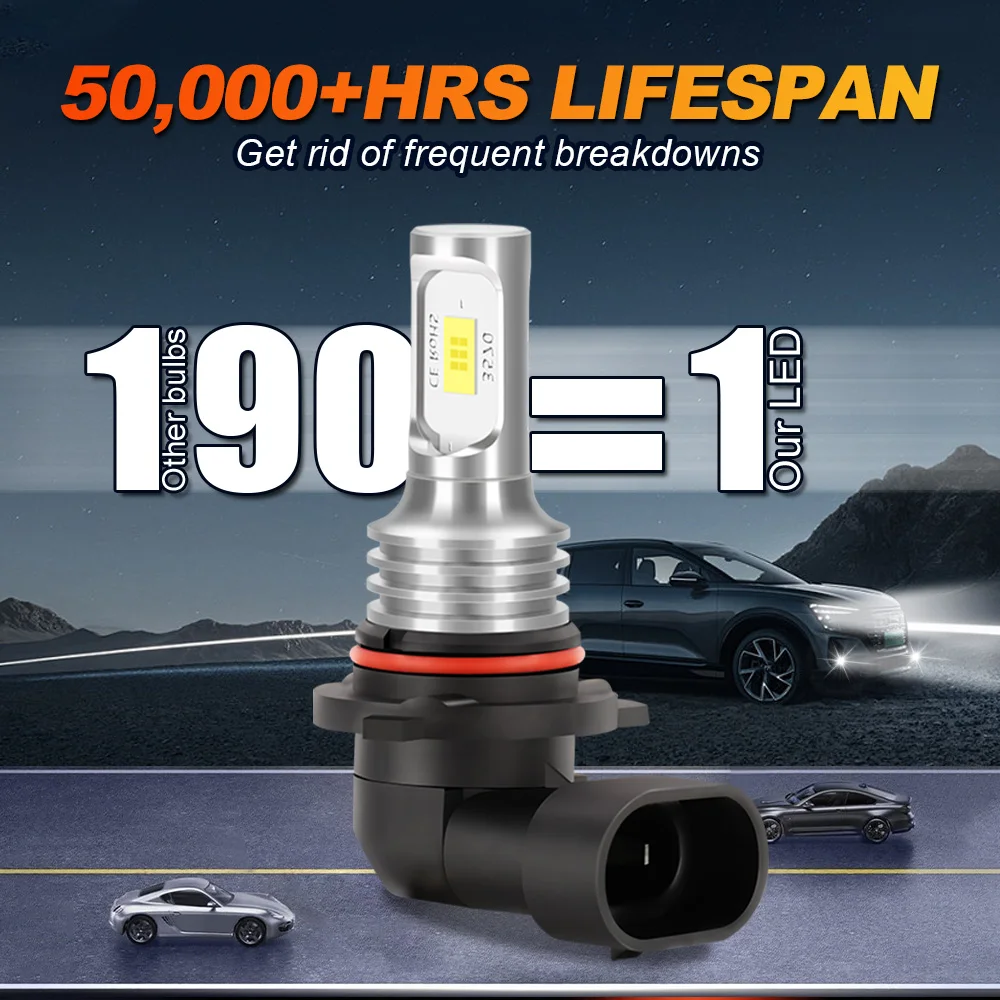 2개 9006 LED 안개등 전구 6000K 백색 CSP 칩 초고휘도 기아 리오 2012 2013 2014 2015 2016-2020 플러그 앤 플레이 차량용 라이트