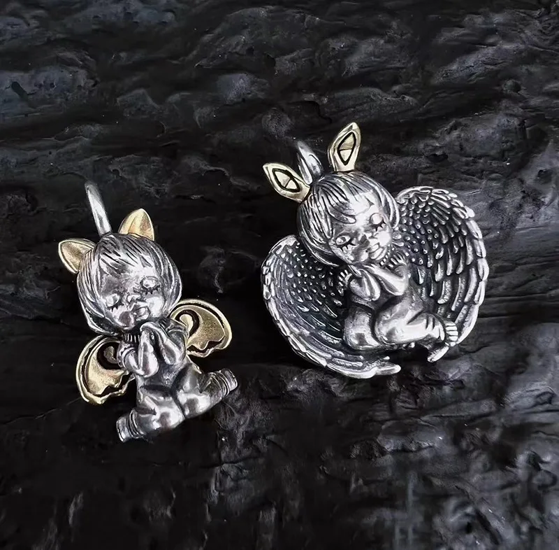 Retro Punk Cute Little Angel Ciondolo In Metallo Bambina Collana In Preghiera Charm Ladies Female Birthday Unique Party Jewelry Gift