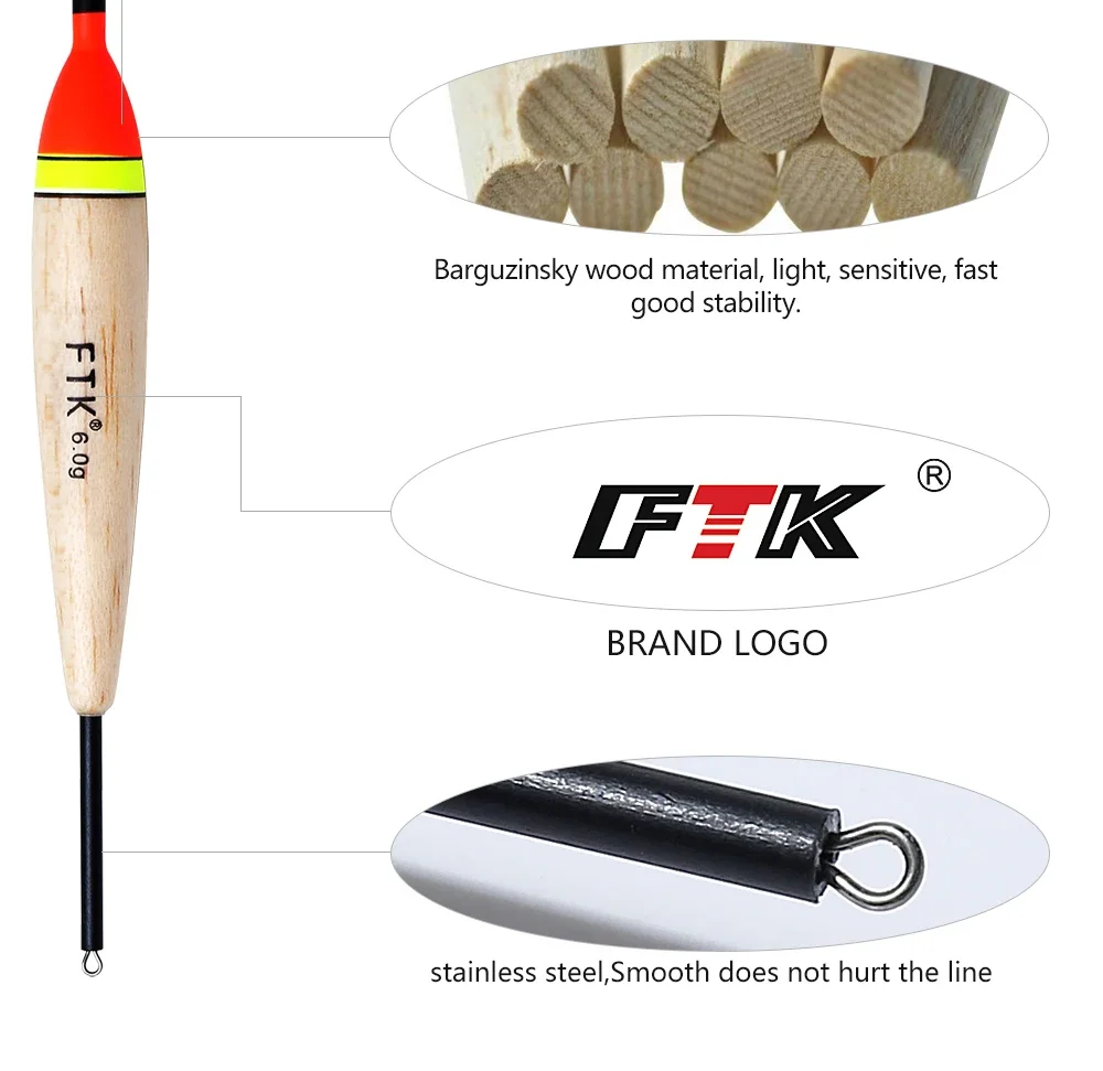 FTK 2g-6g Angeln Float Set 19-23 cm 5 teile/paket Barguzinsky Professionelle Vertikale Boje Zubehör Angeln float Pesca – Detail 2
