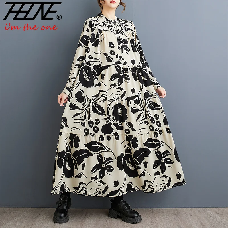 فستان ربيعي جديد مقاس كبير للنساء 2025 رداء برقبة...