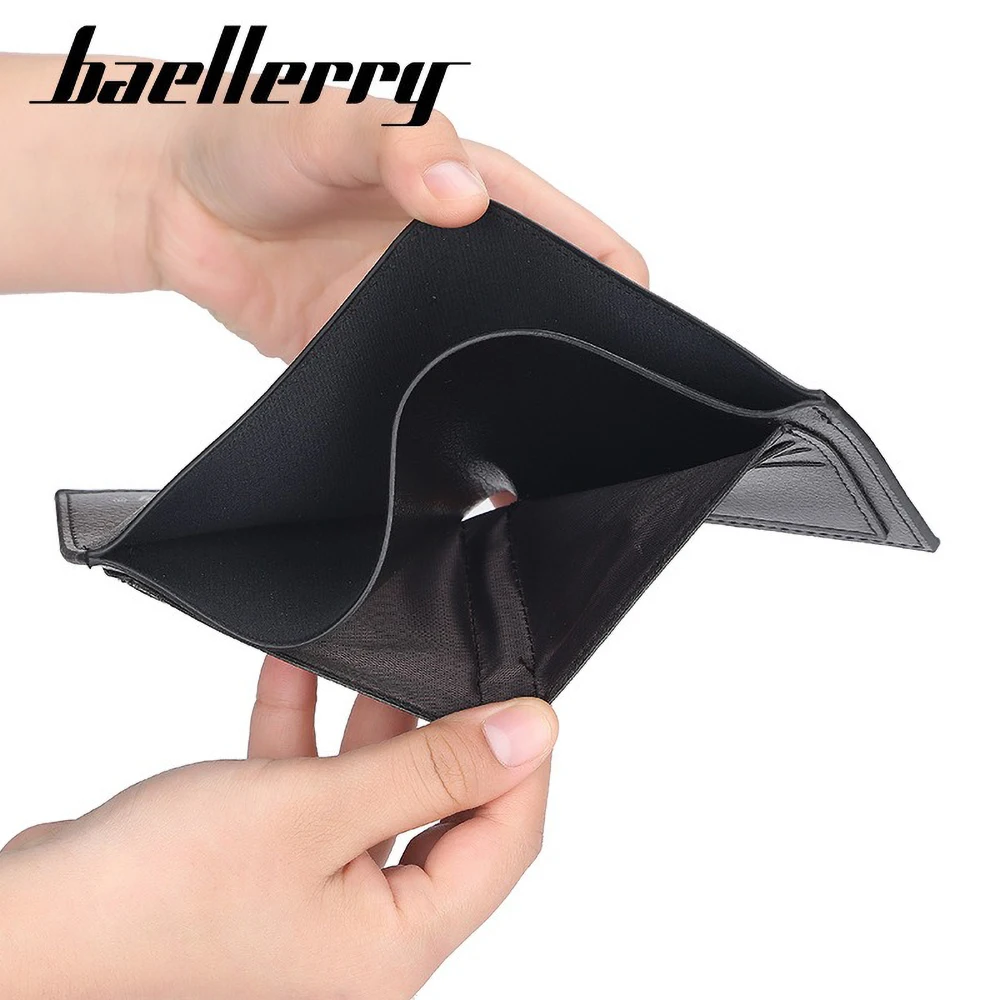Baellerry Men's Short Wallet PU Leather Slim Front Pocket Card Holder Travel Gift for Him
