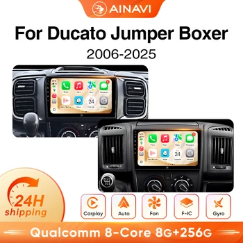 Radio para coche Ainavi Android de 9" con Carplay inalámbrico, navegación GPS para Fiat Ducato 2005-2024, Citroen Jumper, Peugeot Boxer, Android Auto, reproductor multimedia 4G para coche, SWC, BT5.0, HD IPS, salida HDMI, MP5, FM, AM, RDS, giroscopio, autorradio 2 DIN. 1