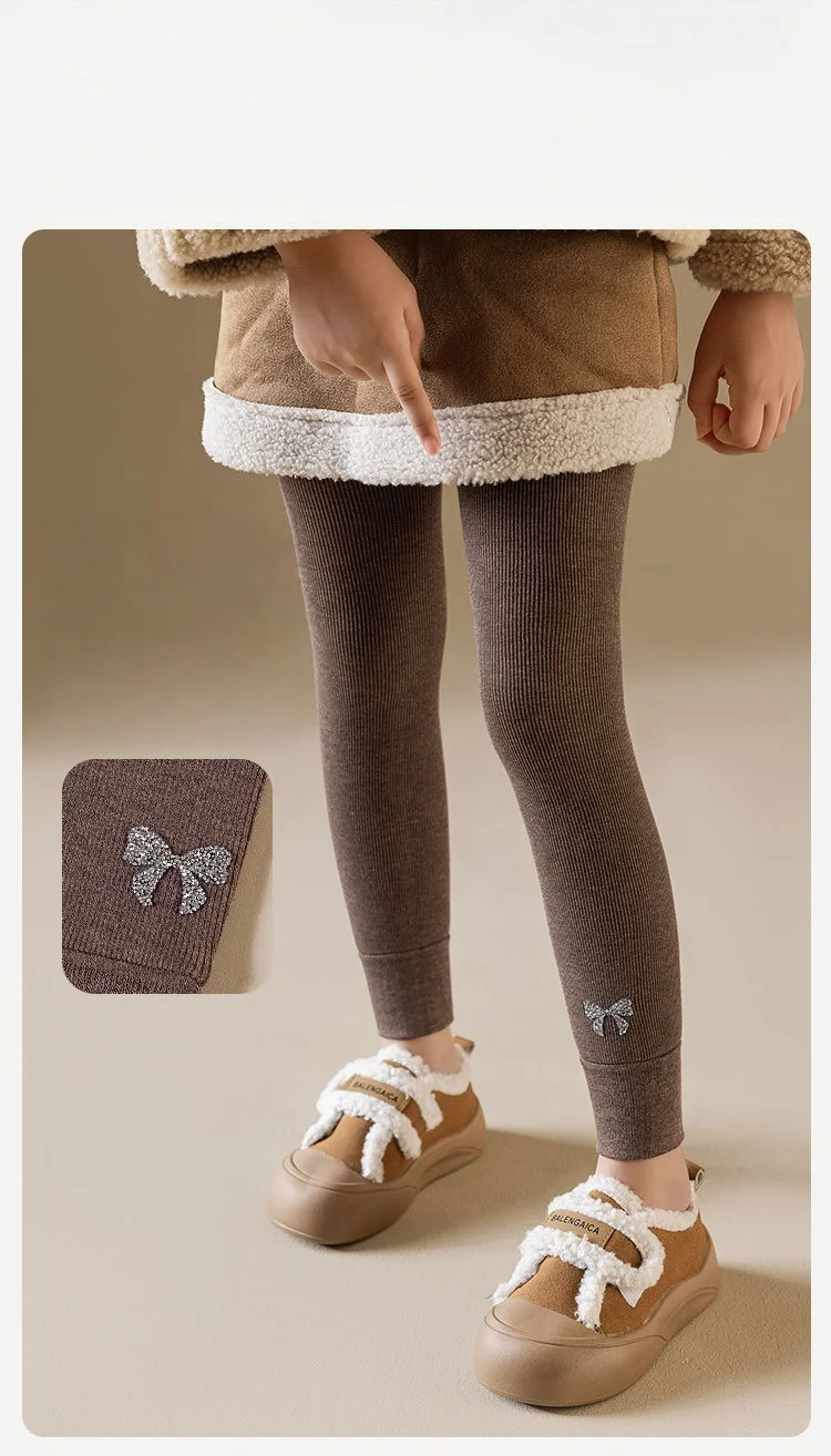 2025, warme Winterstrumpfhose für Mädchen, mit Fleece gefüttert, mit Schleife, Stickerei, Leggings, 3–15 Jahre, niedliche Kinderhose – Detail 9