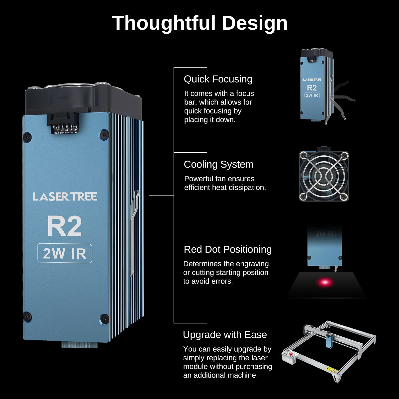 レーザーツリー R2 2 ワット 1064nm 赤外線レーザーモジュール彫刻