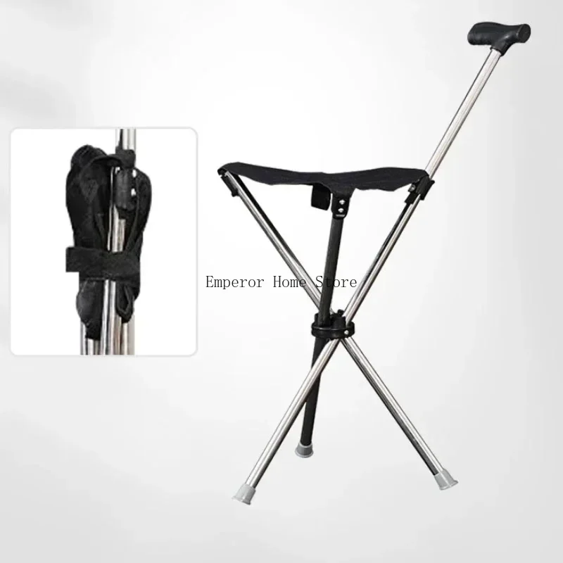 Portable Outdoor Foldable Cane Chair Elderly Walking Cane Stool Lightweight Mountain Climbing Beach Chairs Relaxing Playa folding stool folding chair foldable cane