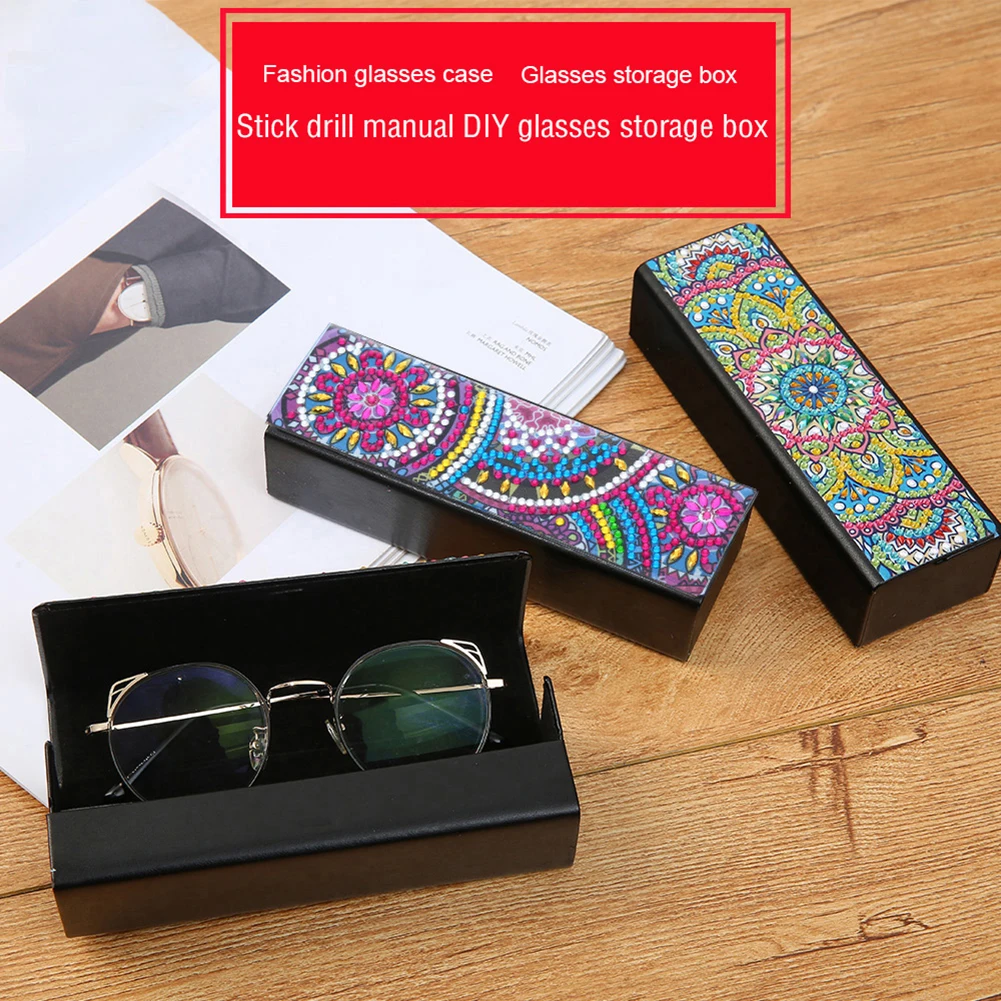 Description Picture 5 of itemDIY Diamond Painting Glasses Storage Box PU Leather Sunglasses Storage Case Special Shaped Diamond Craft Christmas Gifts