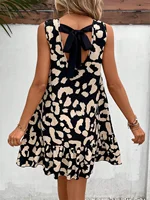 Women Summer Style Dress Lady Casual Sleeveless Leopard Printed Slim Mini A-line Dress - Image 2