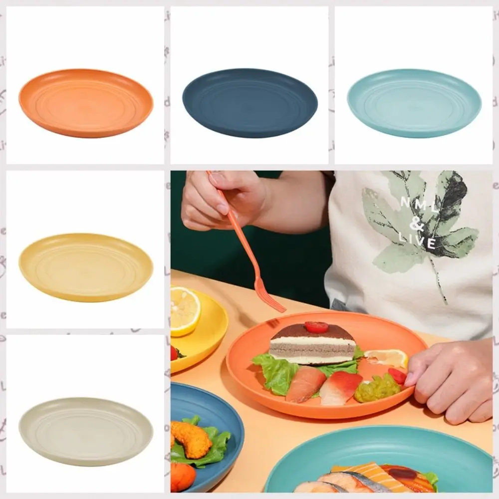 Wheat Straw Plates Plastic Dinner Plates 15cm Round Unbreakable Microwave Safe Tableware
