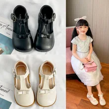 

Girls Summer Sandals Fashion Kids Flats T-strap with Bow-knot Children Shoes 2022 Spring Summer Princess Cute Half Sandals 23-34