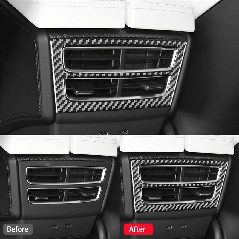 

Real Carbon Fiber Stickers Car Interior Accessories Rear Exhaust Air Outlet Vent Cover For Tesla Model X 2016-2020 S 2012-2020