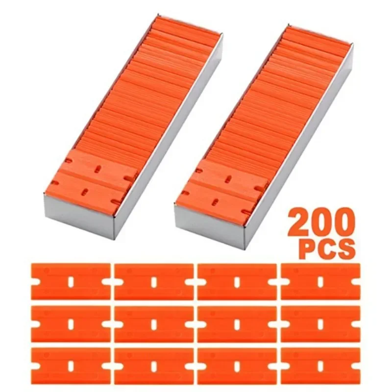 100 Pieces Two Cutting Plastic Razor Blade Label Clean Razor Glue Remover Window Glass Clean Scraper Car Wrap Sticker Squeegee 2