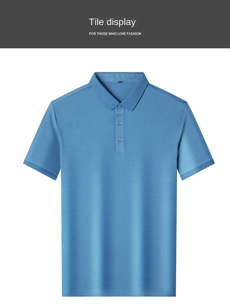 Description Picture 5 of itemSummer Business Pure Color Short-Sleeved Polo Shirt Men's 2024 New Loose Lapels Breathable Casual T-shirt