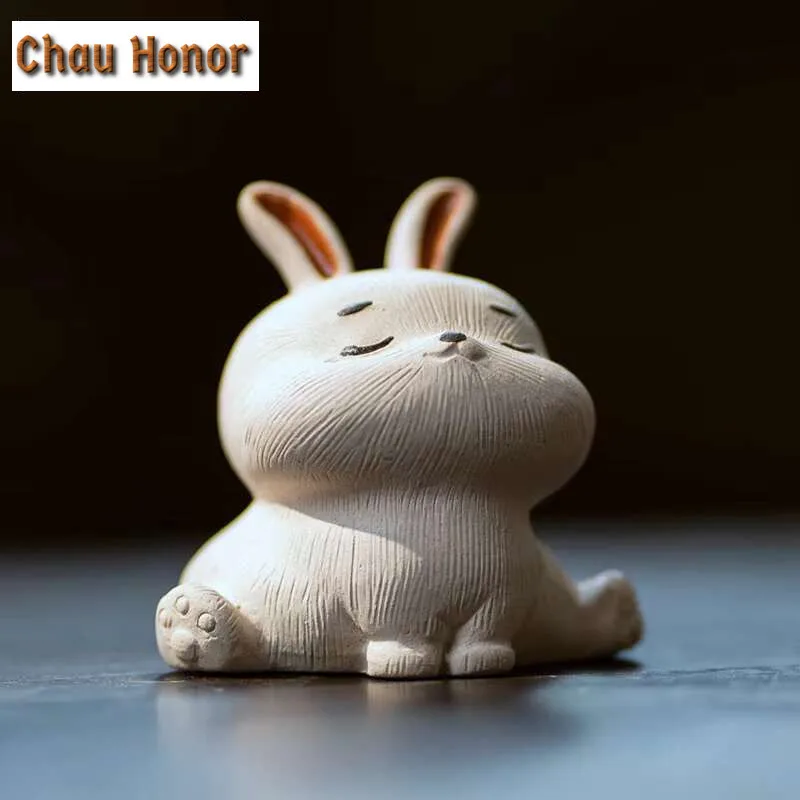 Creative Yixing Purple Clay Cute Zodiac Rabbit Tea Pet Can Raise Tea Tray Small Ornaments Chinese Handmade Tea Set Decoration