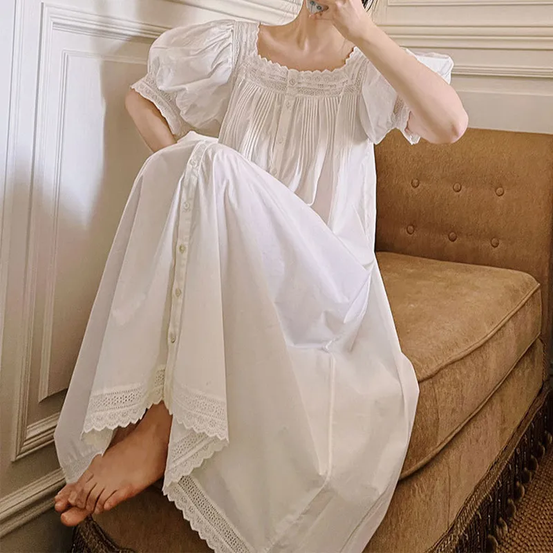 Chemise de Nuit Blanche Vintage Dentelle - Confort Élégant