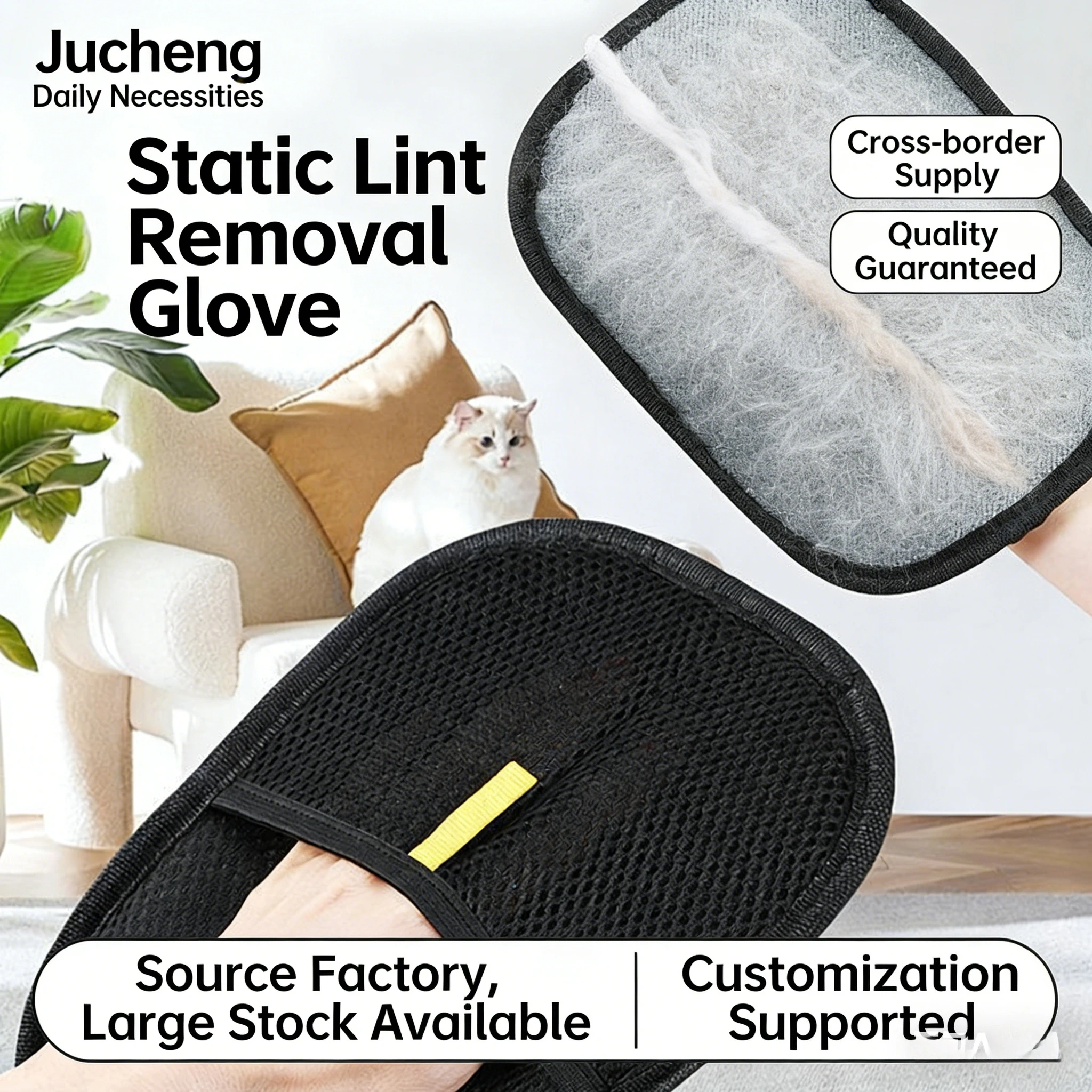 Statik Evcil Hayvan Tüyü Alma Eldiveni - Çift Taraflı Fırça, Otomatik Tüy Toplama, Giysiler/Koltuklar/Evcil Hayvan Tüyleri için Yeniden Kullanılabilir (Ev ve Seyahat Kullanımı)