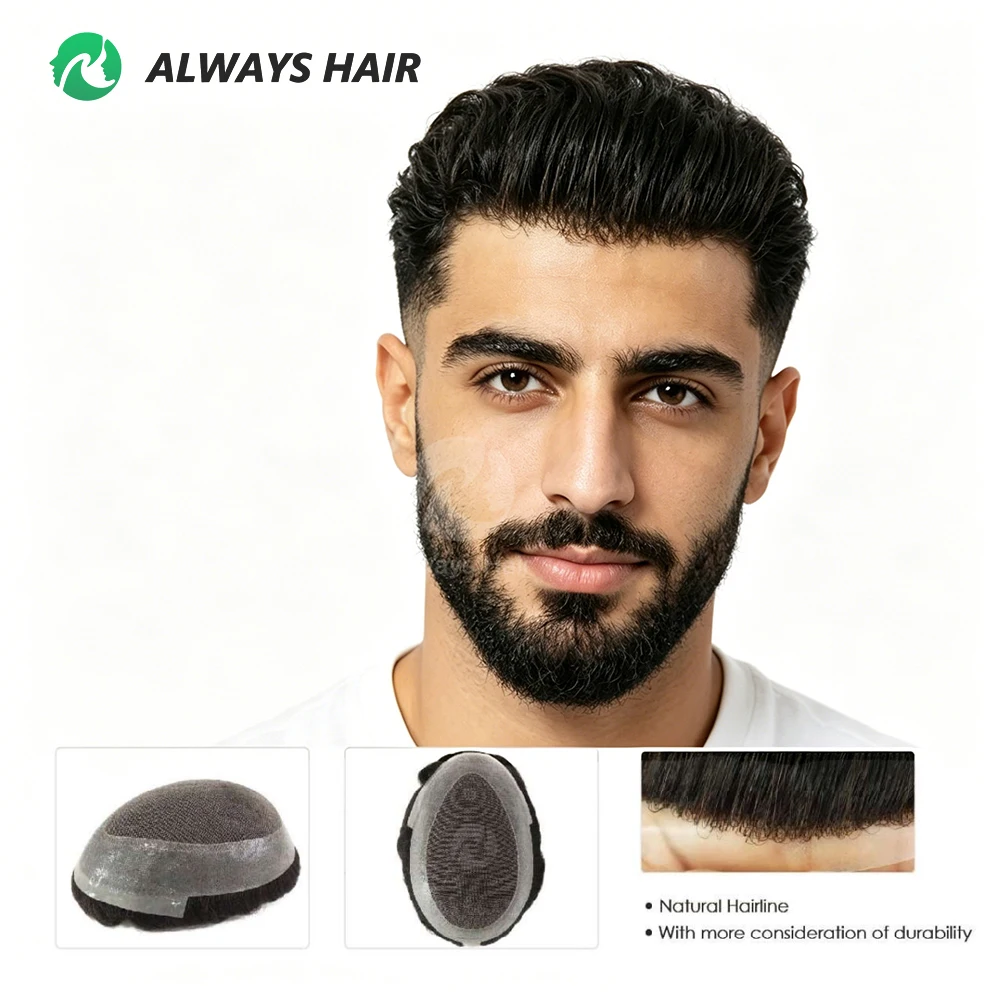 Australia Toupee Men Lace and PU Base Wig for Men Indian Human Hair Replacement System Australia Unit Short Male Hair Prosthesis