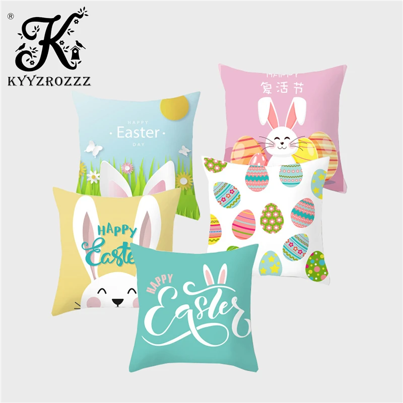 

Easter Bunny Cushion Cover Polyester Cotton Animal Print Sofa Car Office Home Decoration Pillow Case Velvet Fabric 45x45cm