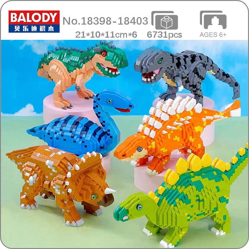 Balody Jurassic Periodo Dinosaur Tyrannosaurus Rex Stegosaurus Plesiosaur Monster Mini Diamond Blocks Mattoni Building Toy No Box