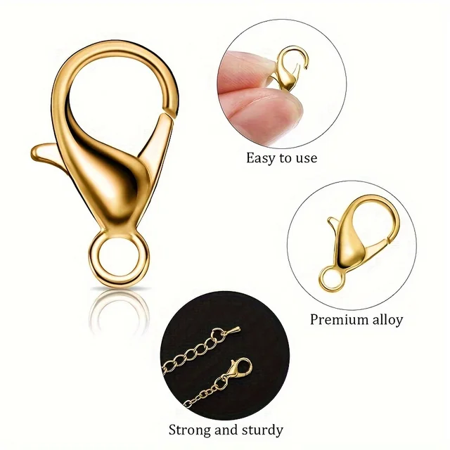 1 set scatola oro argento chiusura a moschettone anelli di salto aperti per creazione di gioielli bracciali collane ganci chiusura a catena accessori fai da te 4