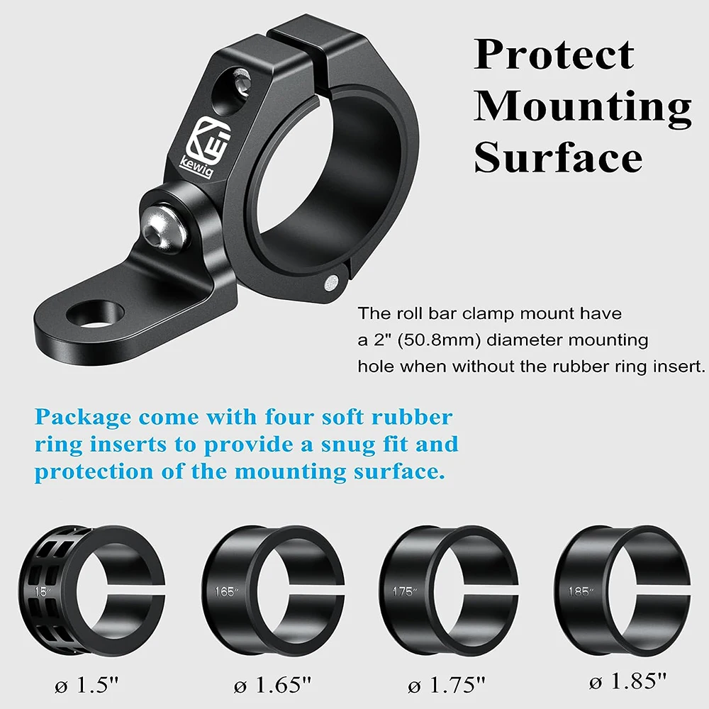 UTV Light Bar Mount Aluminium Alloy Solid Heavy Duty Roll Bar Clamp 360&deg; Adjustable Bracket for Roll Cage