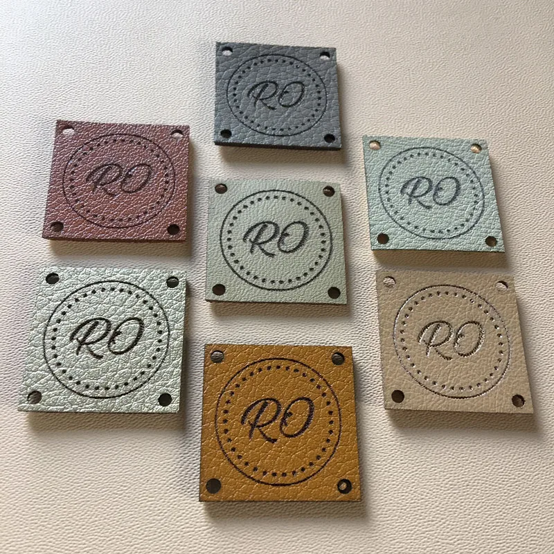 30pcs Leather labels for knitting personalized logo brand Handmade