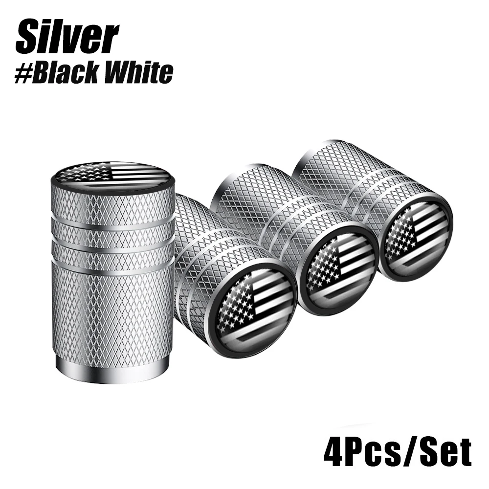 COSMEVIVI 4pezzi Tappi Valvole Pneumatici Per Auto Stampa Bandiera Americana Coperture Resistenti Agli Agenti Atmosferici Facile Installazione e Design Elegante Per Auto e Camion