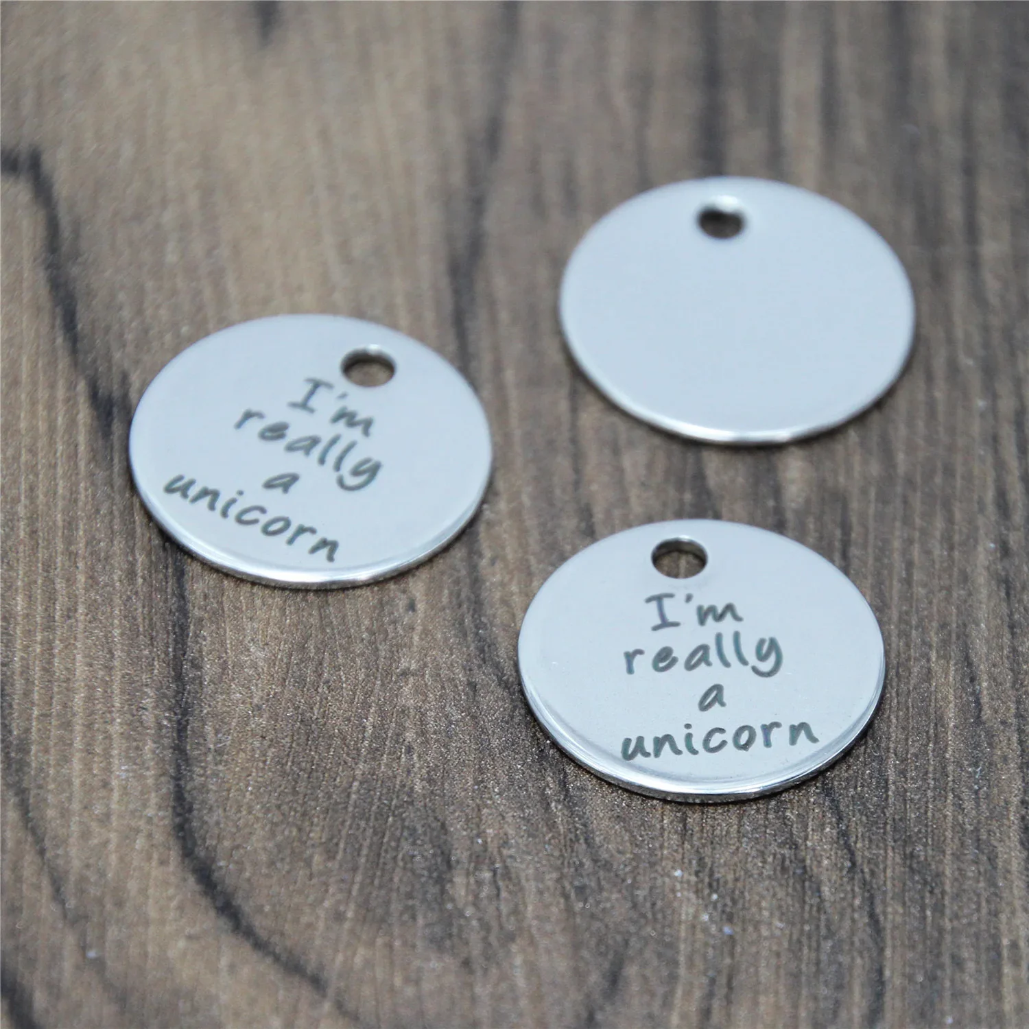 

10pcs I Am Really A Unicorn Charm Silver Tone Message Stainless Steel Pendant 20mm