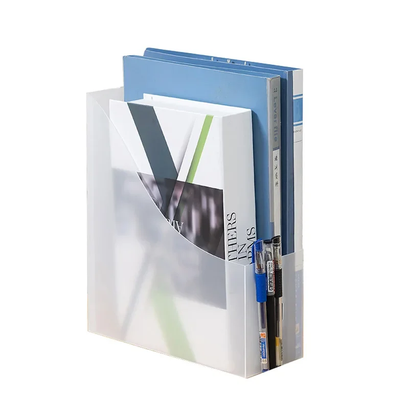 File Folder Book Magazine Holder Desk Document Paper Vertical Storage Organizer Stand Transparent Book Shelf Rack