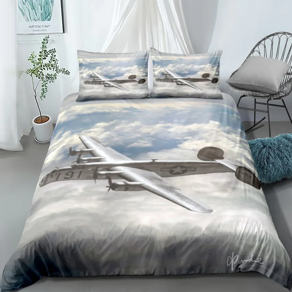 World War Air Battle Duvet Cover Set King Queen Double Full Twin Single Size Boys Bed Linen Set