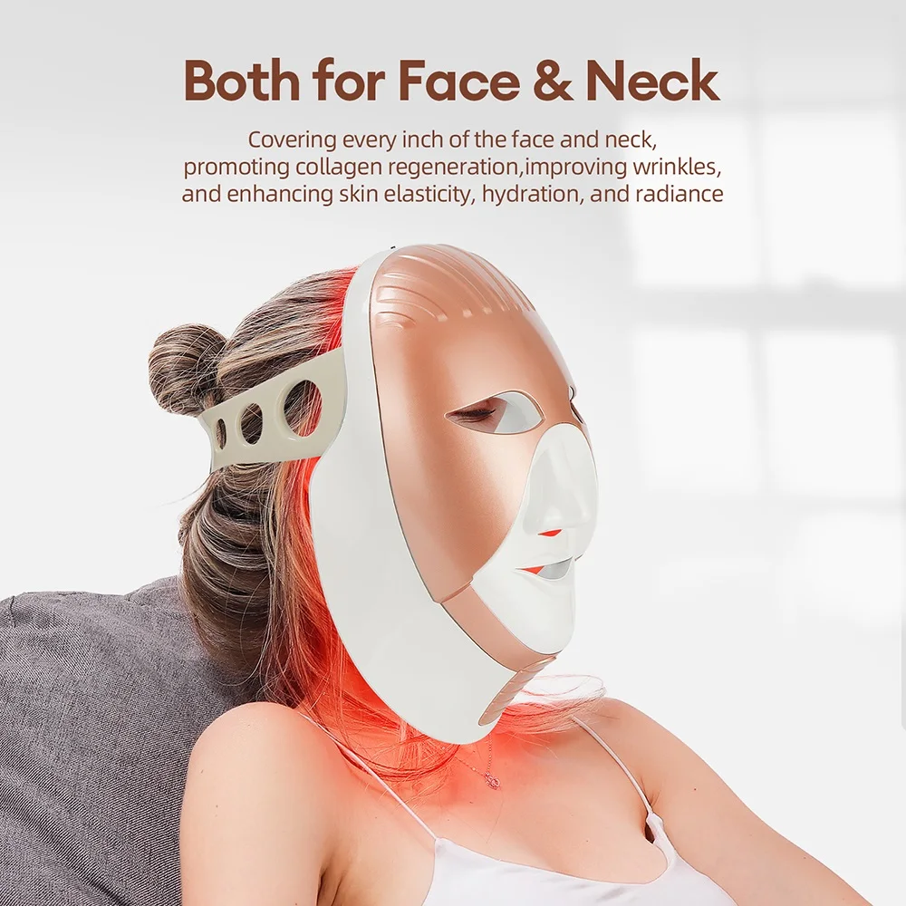 Facial LED Mask 8 Color LED Therapy Facial Mask Anti Aging Rejuvenation Brighten Face Neck Care Machine