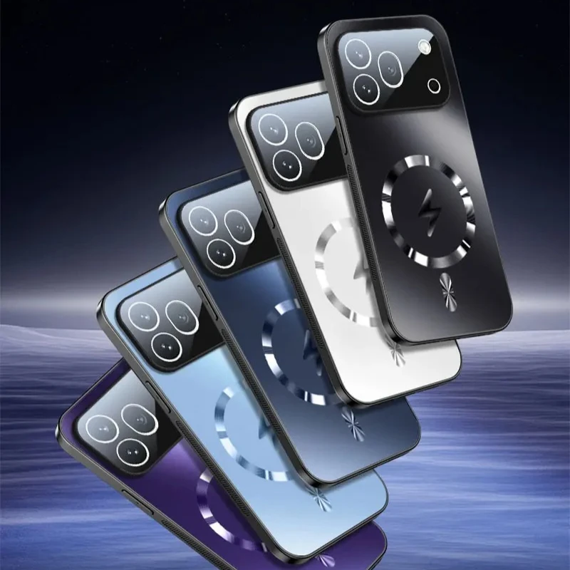 Enhanced Magnetic Wireless Charging Case with Shockproof AG Matte Glass Lens Protection