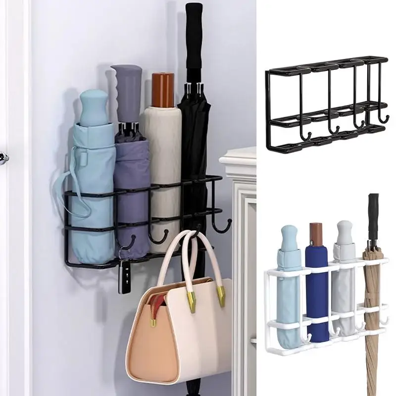 Umbrella Organizer For Wall Wall Mounted 4-Slot Metal Rack Stand For Umbrellas Household Supplies Space Saving Organizer Home