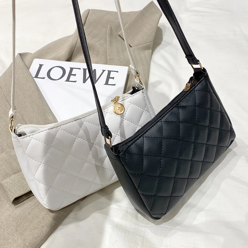 2022 Hot Fashion Lingge Women's Bag New PU Leather Underarm Crossbody Shoulder Bag Female Luxury Design Handbags for Women