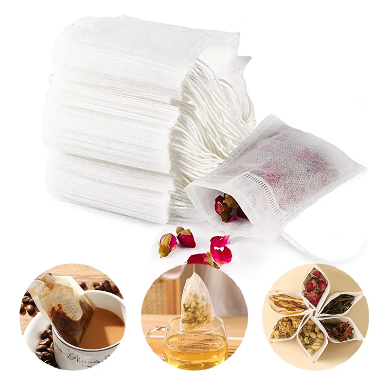 100 Pcs Disposable Tea Bags Filter Bags Tea Infuser with String Heal
