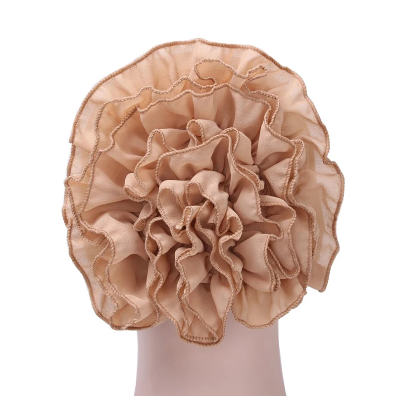 1 Pc Women Flower  Hair Bands Hat Turban Hair Accessories Elastic Cloth Chemo Beanie Ladies Muslim Solid Hair Loss Scarf Cap 3