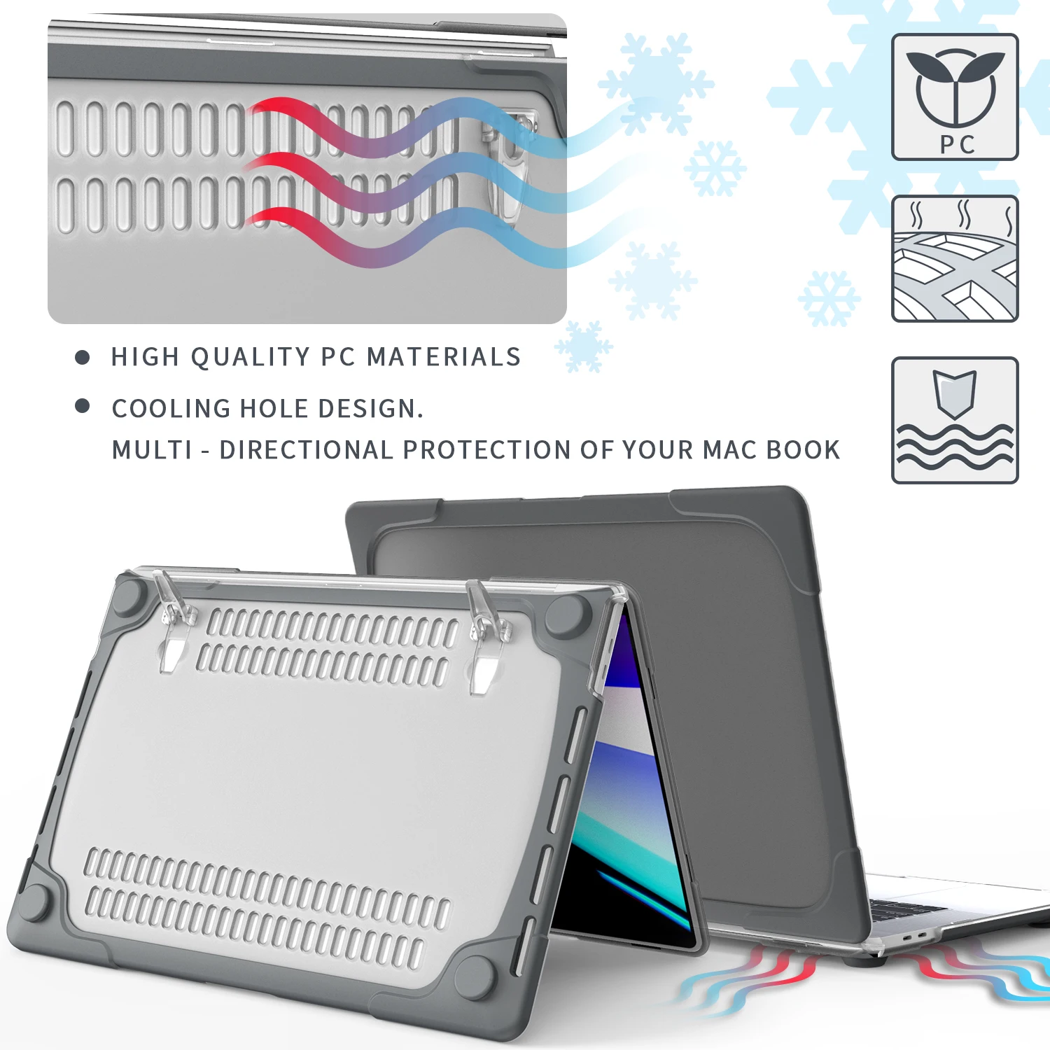 Capa para Laptop à Prova de Choque para Apple Macbook Air Concha Multicamadas Design de Furo de Resfriamento 15 2023 A2941 Pro16.2 2023 2023 A2485 A2780 - Imagem 6