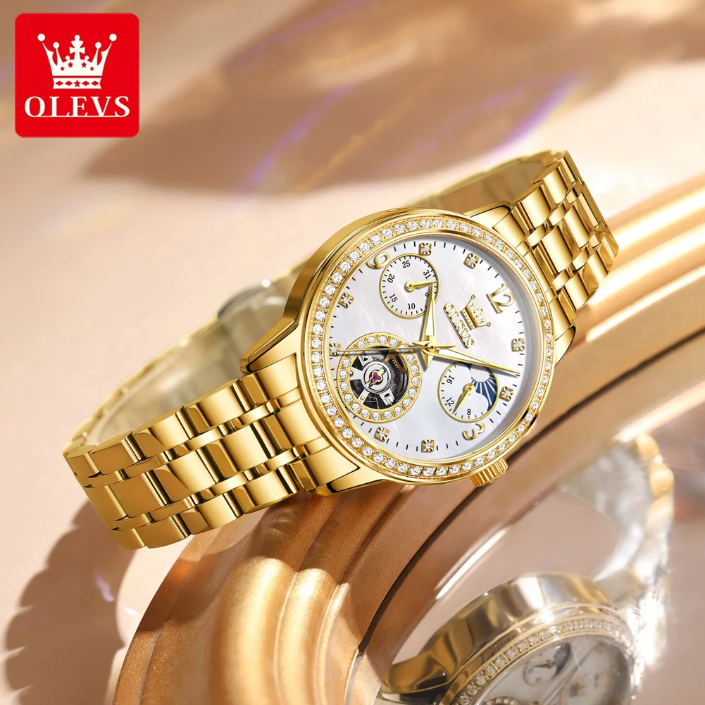 olevs 6750 elegance women automatic mechanical movement watch diamond bezel exquisite dial night light function watch for women OLEVS 6750 Elegance Women Automatic Mechanical Movement Watch Diamond Bezel Exquisite Dial Night Light Function Watch For Women 2